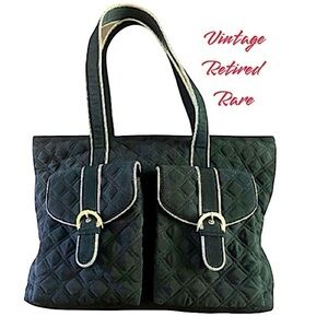Retired Rare💥 Vera Bradley Large Black Quilted Tote Bag-Excellent Condition